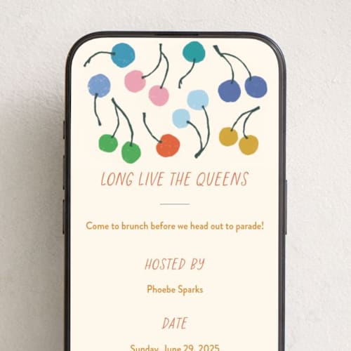 This is a rainbow online invitations by Kelly Watkins called cherries printing on digital paper in standard