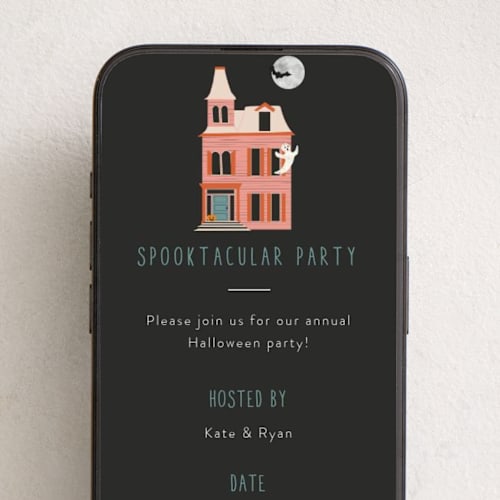 This is a cotton candy online invitations by Morgan Kendall called haunted house printing on digital paper in standard