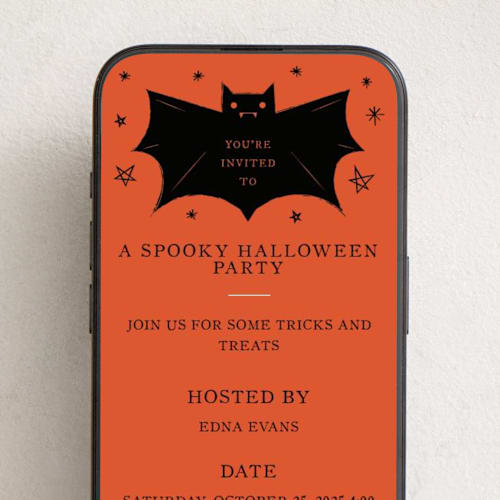 This is a blood orange online invitations by Ani Somi called spooky bat printing on digital paper in standard