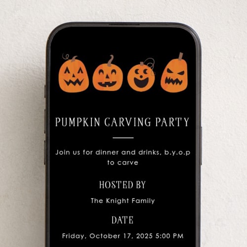 This is a midnight online invitations by Angela Garrick called pumpkin halloween printing on digital paper in standard