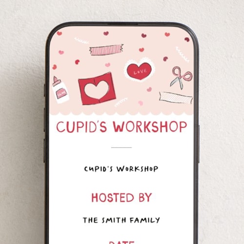 This is a cherry online invitations by Kamala Nahas called cupids workshop printing on digital paper in standard