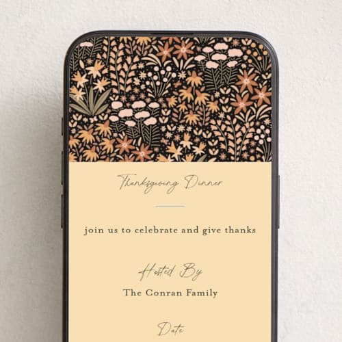 This is a copper online invitations by Pippa Shaw called fall flowers printing on digital paper in standard