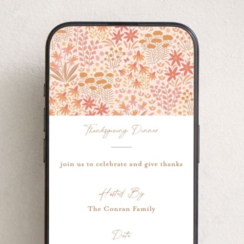 This is a rust online invitations by Pippa Shaw called fall flowers printing on digital paper in standard
