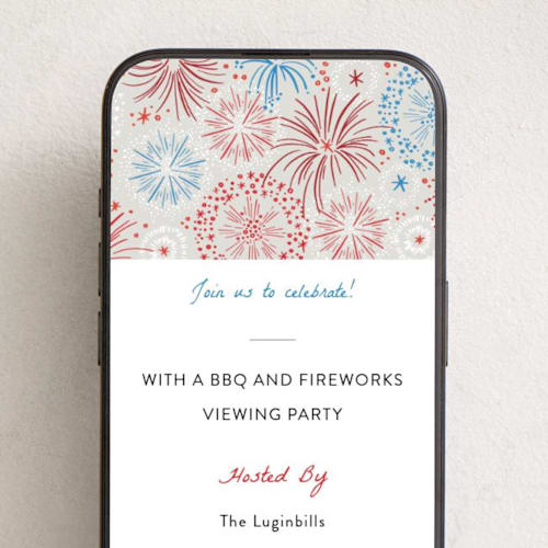 This is a cherry online invitations by Alethea and Ruth called fireworks display printing on digital paper in standard