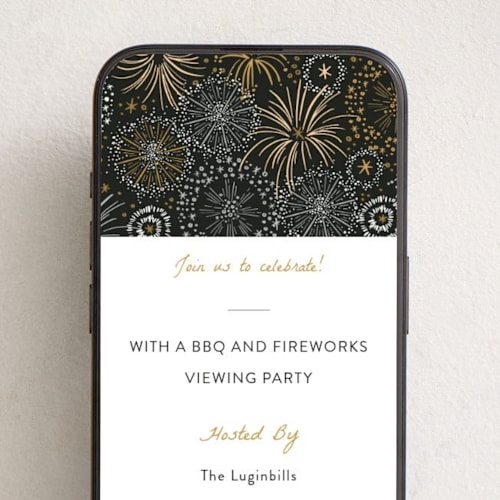 This is a almond online invitations by Alethea and Ruth called fireworks display printing on digital paper in standard