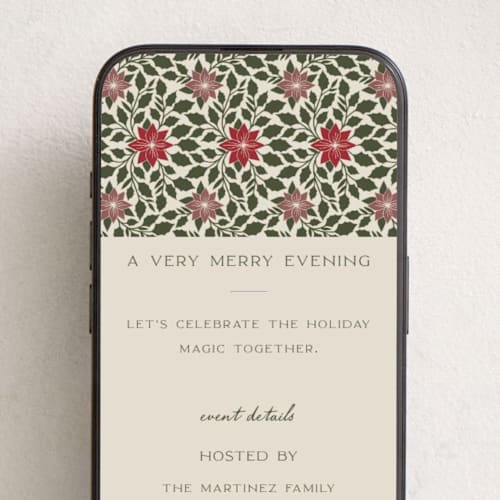 This is a evergreen online invitations by Katharine Watson called holly frame printing on digital paper in standard