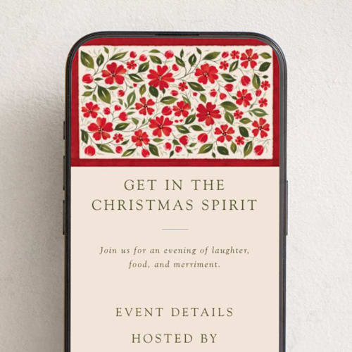 This is a poinsettia online invitations by Erin L. Wilson called florale printing on digital paper in standard