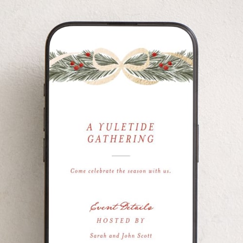 This is a holly berry online invitations by Leah Bisch called garland frame printing on digital paper in standard