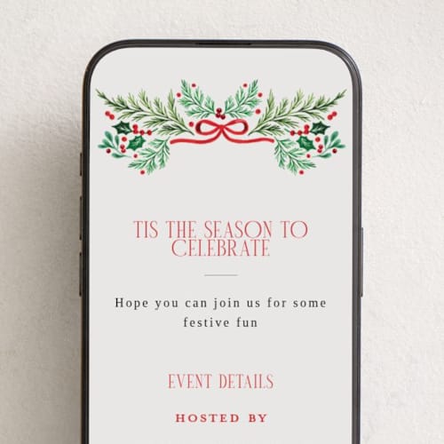 This is a festive online invitations by Alethea and Ruth called holiday pines printing on digital paper in standard
