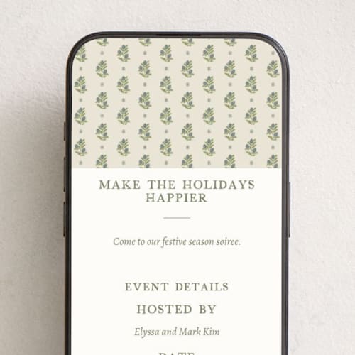 This is a evergreen berry online invitations by Chelsea Petaja called block print holiday printing on digital paper in standard