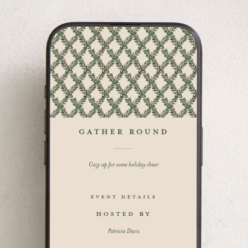 This is a eggnog online invitations by Leah Bisch called holly trellis printing on digital paper in standard