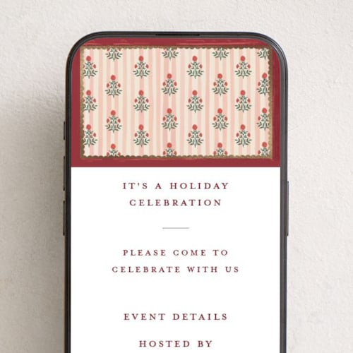 This is a berry online invitations by Teju Reval called block print frame printing on digital paper in standard