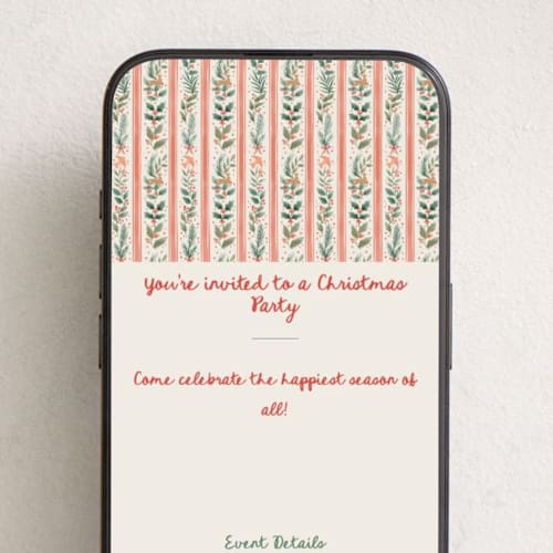 This is a cherry online invitations by Elly called festive stripes printing on digital paper in standard