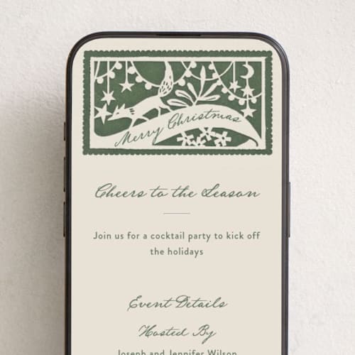 This is a pine online invitations by Leia Matt called woodland papercut printing on digital paper in standard