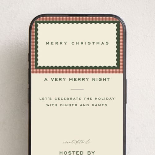 This is a cranberry online invitations by Ellen Schlegelmilch called gingham layers printing on digital paper in standard