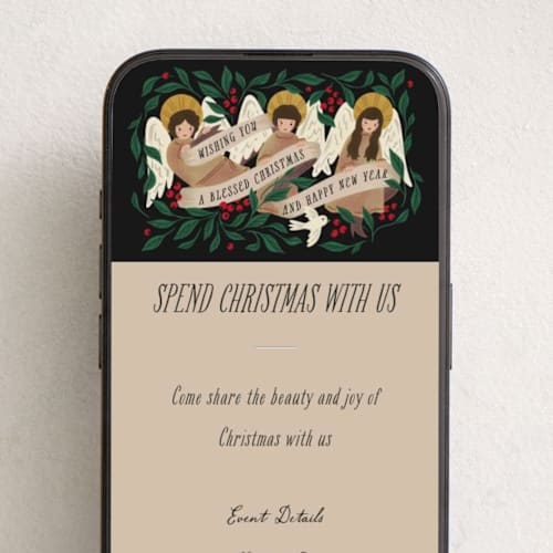 This is a ruby online invitations by Grae called angels sing printing on digital paper in standard