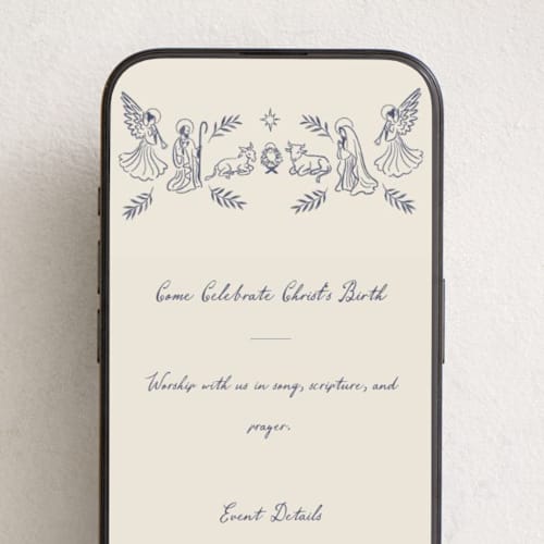 This is a indigo online invitations by Jamie Alexander called nativity printing on digital paper in standard