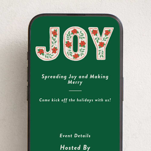 This is a evergreen online invitations by Kelly Williams called poinsettia joy printing on digital paper in standard