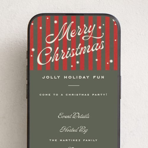 This is a garland online invitations by Wildfield Paper Co called retro candy stripe printing on digital paper in standard