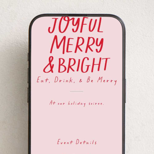 This is a blush online invitations by AK Graphics called joyful merry bright printing on digital paper in standard