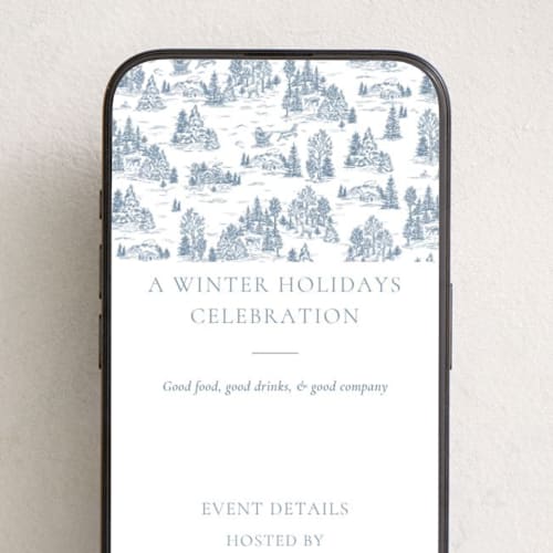 This is a periwinkle online invitations by Jennifer Lew called christmas toile printing on digital paper in standard
