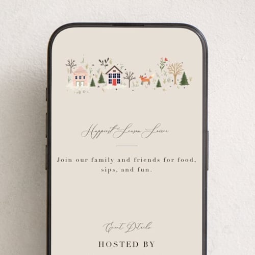 This is a taffy online invitations by Hannah Williams called winter village oval printing on digital paper in standard