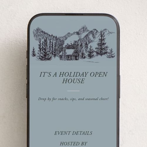This is a slate online invitations by Holly Whitcomb called inkpen cabin printing on digital paper in standard