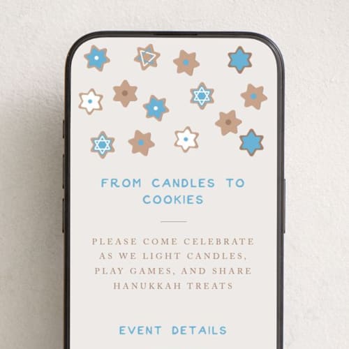 This is a creme online invitations by Anastasia Makarova called hanukkah cookies printing on digital paper in standard