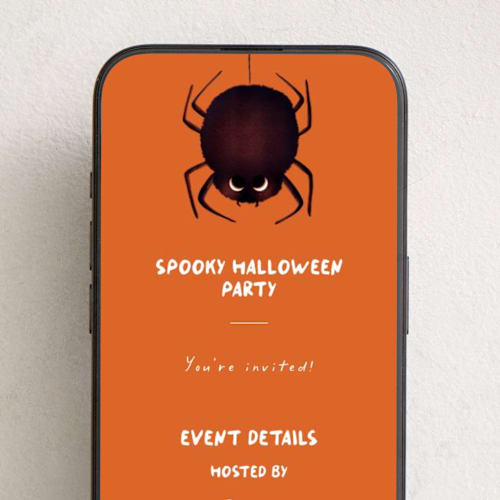 This is a pumpkin online invitations by Gwen Bedat called spidey printing on digital paper in standard