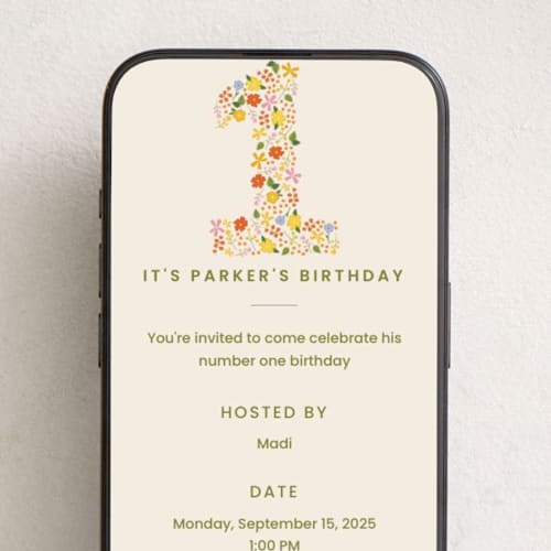 This is a vibrant online birthday invitations by Ellen Schlegelmilch called little wildflower printing on digital paper in standard