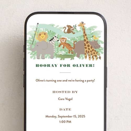 This is a jungle online birthday invitations by Jennifer Wick called jungle one printing on digital paper in standard
