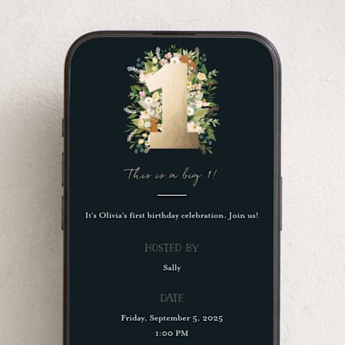 This is a navy online birthday invitations by Susan Moyal called she's a wild one printing on digital paper in standard
