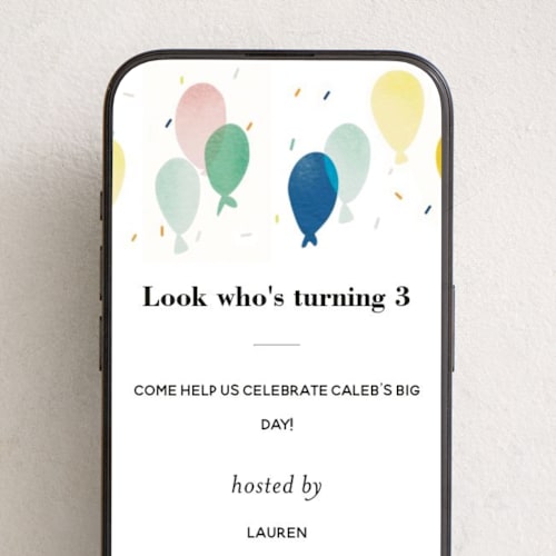 This is a sea online birthday invitations by Stephanie Hawkes called balloon overlay printing on digital paper in standard