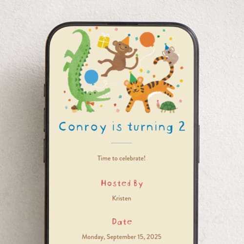 This is a sugar cookie online birthday invitations by Jennifer Wick called confetti crew printing on digital paper in standard