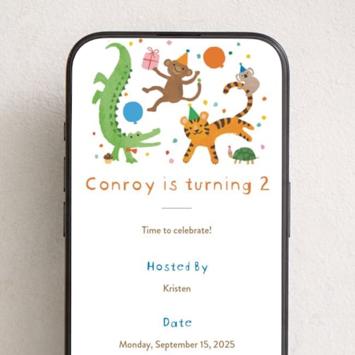 This is a frosting online birthday invitations by Jennifer Wick called confetti crew printing on digital paper in standard