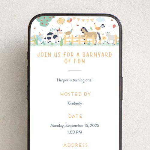 This is a buttercup online birthday invitations by peetie design called barnyard fun printing on digital paper in standard
