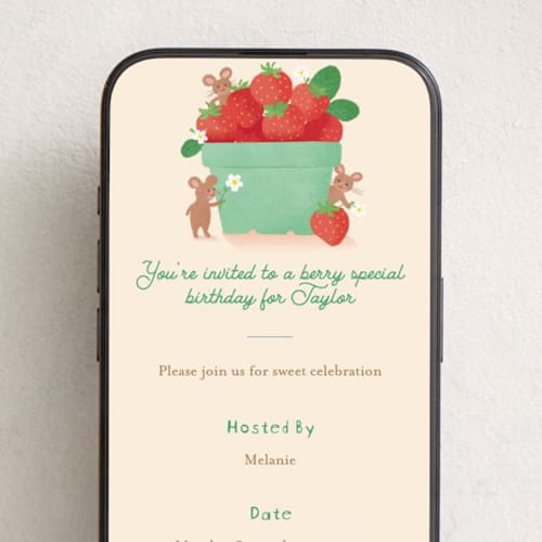 This is a vanilla online birthday invitations by Jennifer Wick called berry special printing on digital paper in standard