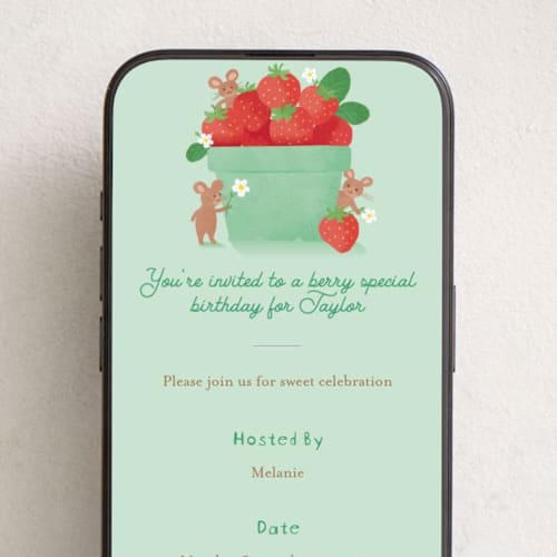 This is a mint online birthday invitations by Jennifer Wick called berry special printing on digital paper in standard