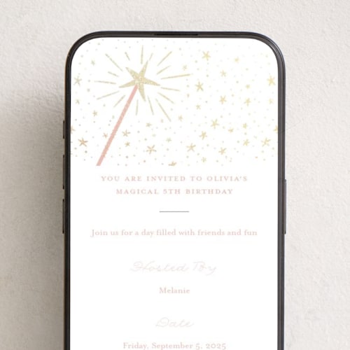 This is a cotton candy online birthday invitations by Jackie Crawford called magical wand printing on digital paper in standard