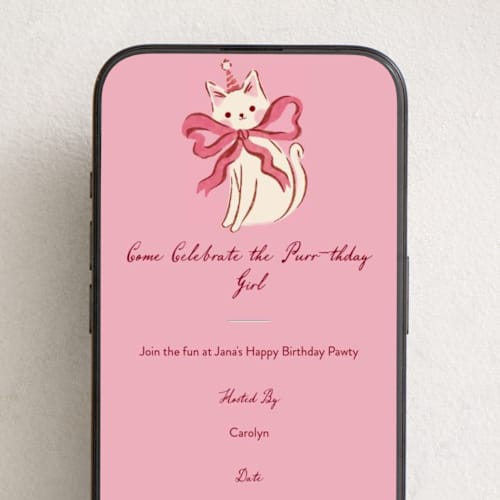 This is a berry online birthday invitations by Vivian Yiwing called happy purr-day printing on digital paper in standard