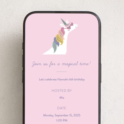 This is a lavender online birthday invitations by Karidy Walker called fabulous unicorn printing on digital paper in standard