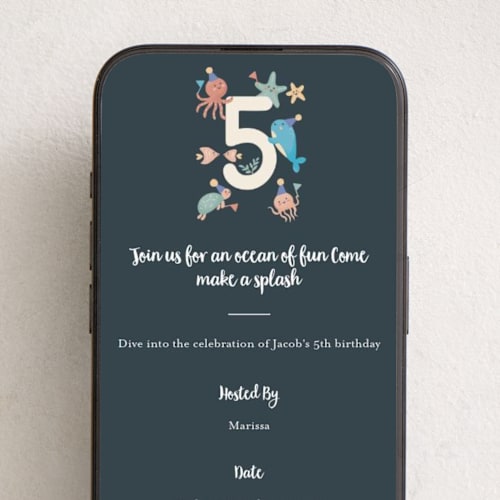This is a sea online birthday invitations by Christy Hy Lee called under the sea printing on digital paper in standard