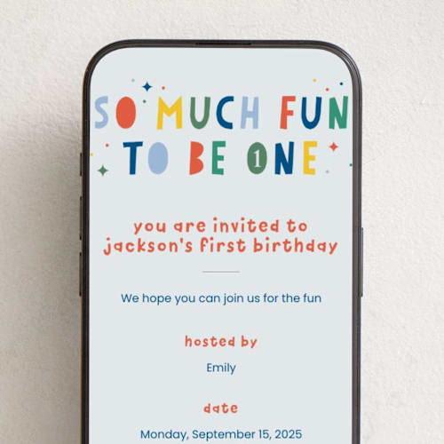 This is a dino online birthday invitations by Ashlee Townsend called one is so fun printing on digital paper in standard
