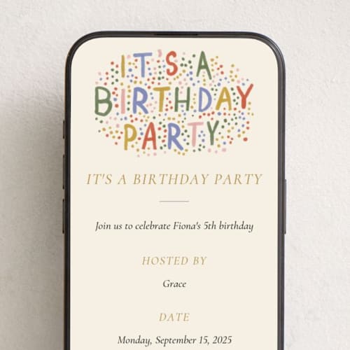 This is a brights online birthday invitations by Inkblot Design called sprinkle dots printing on digital paper in standard