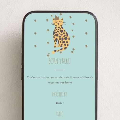 This is a sky online birthday invitations by Teju Reval called born 2 rule printing on digital paper in standard