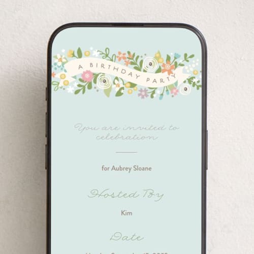 This is a seaglass online birthday invitations by Jennifer Wick called rites of spring printing on digital paper in standard