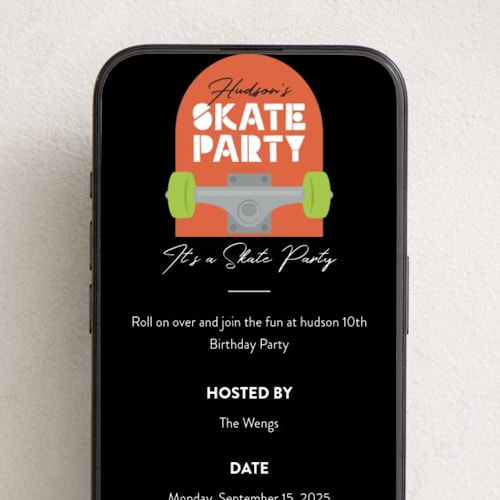 This is a blaze online birthday invitations by Kacey Kendrick Wagner called skateboard printing on digital paper in standard