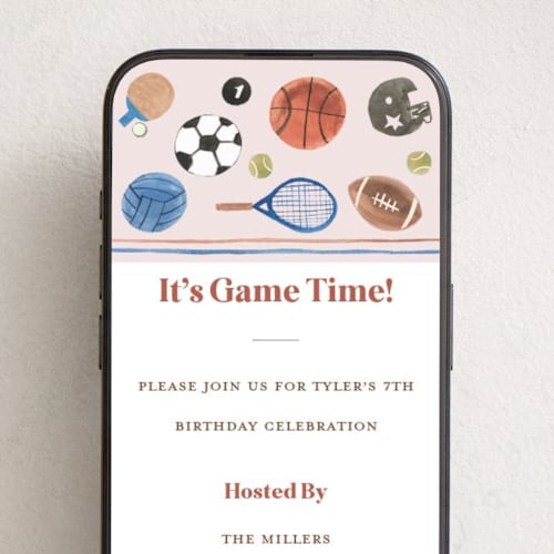 This is a petal online birthday invitations by Teju Reval called game time printing on digital paper in standard