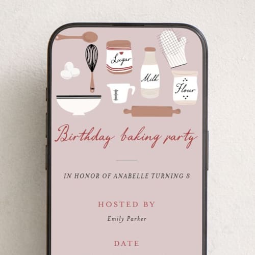 This is a cupcake online birthday invitations by Maja Cunningham called baking party printing on digital paper in standard