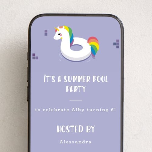 This is a magic online birthday invitations by Hudson meet Rose called pool party printing on digital paper in standard